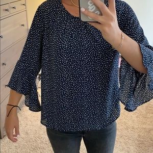 Navy and white blouse